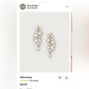 Olive & Piper Gold and White Fallon Drop Earrings